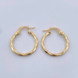 Hoop Earrings Jenn Mini 1.15gr / 2cm / Striped 18K Yellow Gold $