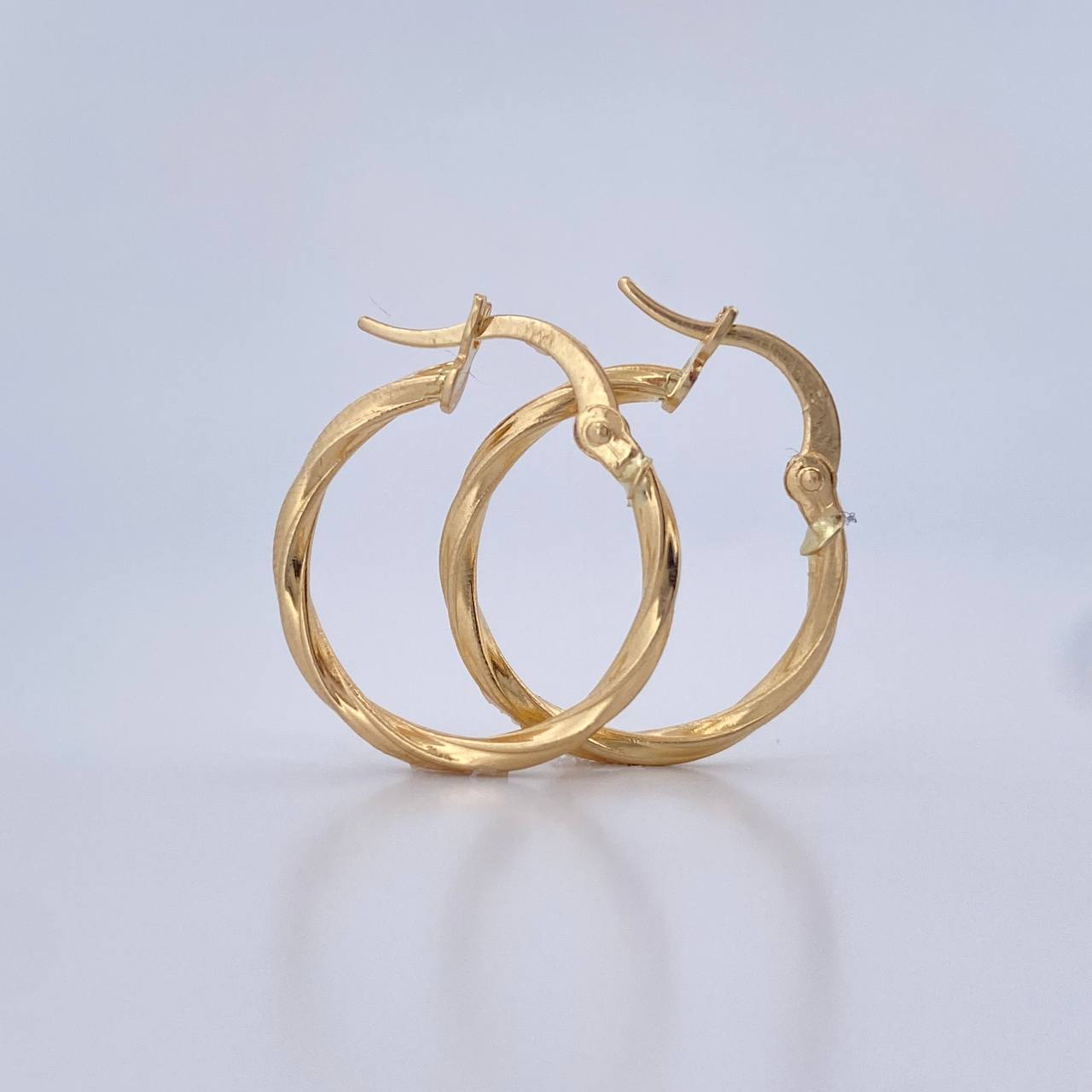 Hoop Earrings Jenn Mini 1.15gr / 2cm / Striped 18K Yellow Gold $