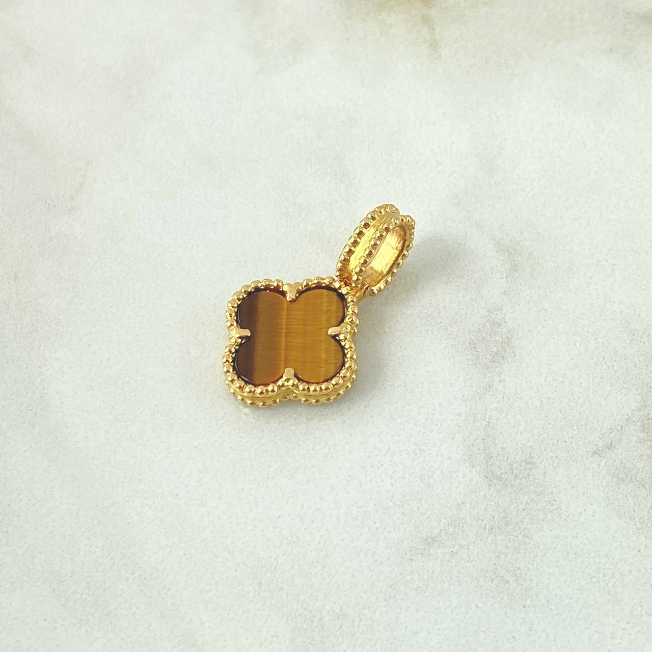 Pendant Trébol VCyA 3.2gr / 2.5cm / Brown Spotted Quartz 18K Yellow Gold