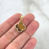 Pendant Trébol VCyA 3.2gr / 2.5cm / Brown Spotted Quartz 18K Yellow Gold