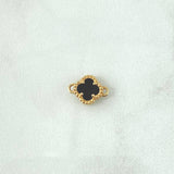 Charm Clover VCyA 1.2gr / 1cm-1.2cm / Black Onyx Spotted 18K Yellow Gold