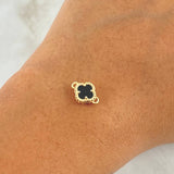 Charm Clover VCyA 1.2gr / 1cm-1.2cm / Black Onyx Spotted 18K Yellow Gold