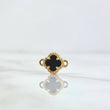 Charm Clover VCyA 1.2gr / 1cm-1.2cm / Black Onyx Spotted 18K Yellow Gold