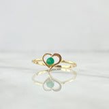 Solitaire Ring In Heart 1.4gr / Size 6 3/4 / Emeralds 12Pts 18K Yellow Gold (Jewelry)
