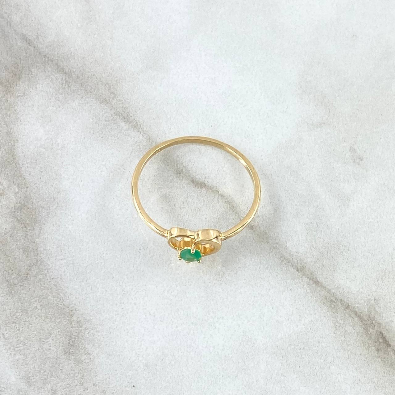 Solitaire Solitaire In Heart 1.45gr / Size 7 3/4 / Emeralds 12Pts 18K Yellow Gold (Jewel) ©