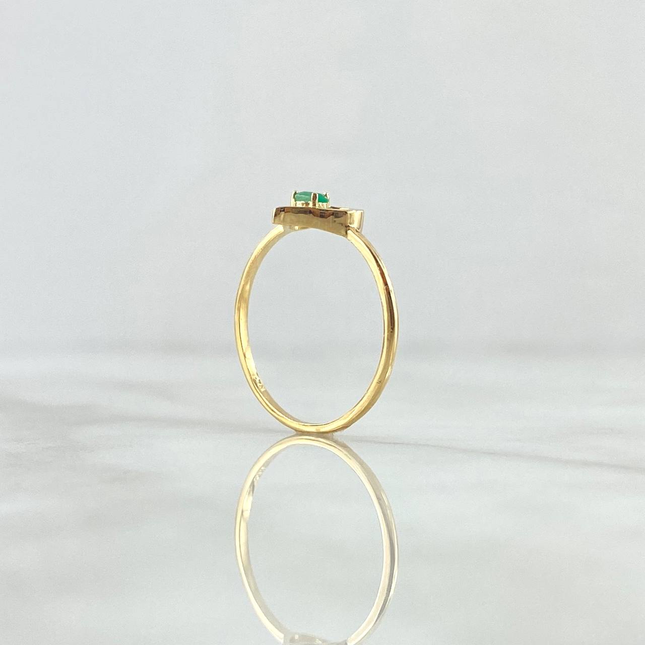 Solitaire Solitaire In Heart 1.45gr / Size 7 3/4 / Emeralds 12Pts 18K Yellow Gold (Jewel) ©