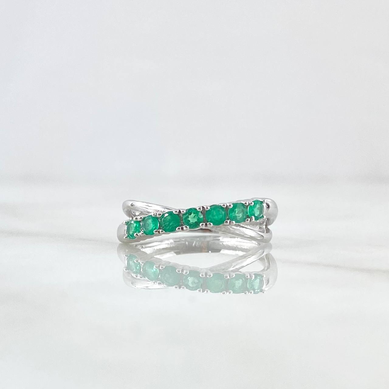 Partial Infinity Churumbela Ring 2.7gr / Size 6 1/2 / Emeralds 46Pts 18K White Gold (Jewel) ©