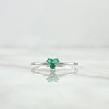 Trio Ring 1.1gr / T6 1/2 / Emeralds 11Pts 18K White Gold (Jewel) ©