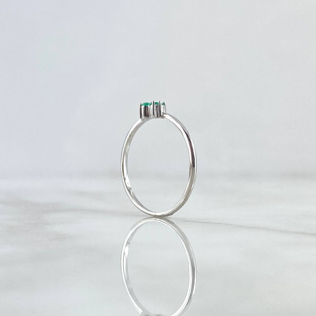 Trio Ring 1.1gr / T6 1/2 / Emeralds 11Pts 18K White Gold (Jewel) ©