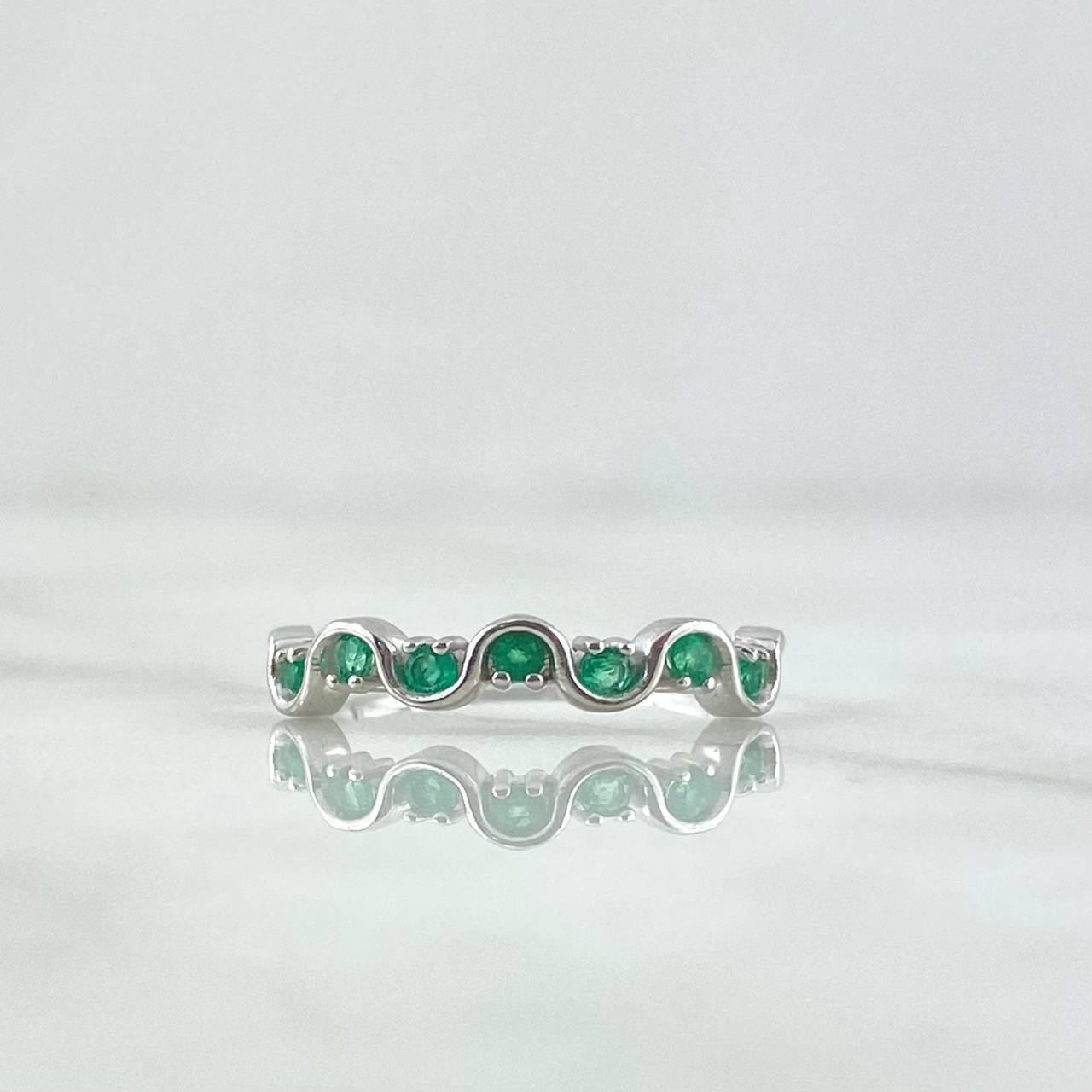 Slalom Ring 1.5gr / T6 1/4 / Emeralds 17Pts 18K White Gold (Jewel) ©
