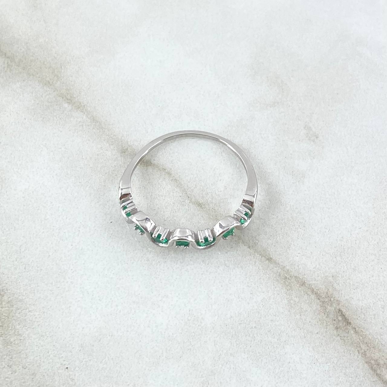 Slalom Ring 1.5gr / T6 1/4 / Emeralds 17Pts 18K White Gold (Jewel) ©