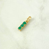 Dije Trio Lineal 1gr / 1.9cm / Esmeraldas 45Pts Oro Amarillo 18K (Joya) ©