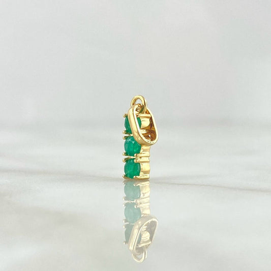 Dije Trio Lineal 1gr / 1.9cm / Esmeraldas 45Pts Oro Amarillo 18K (Joya) ©
