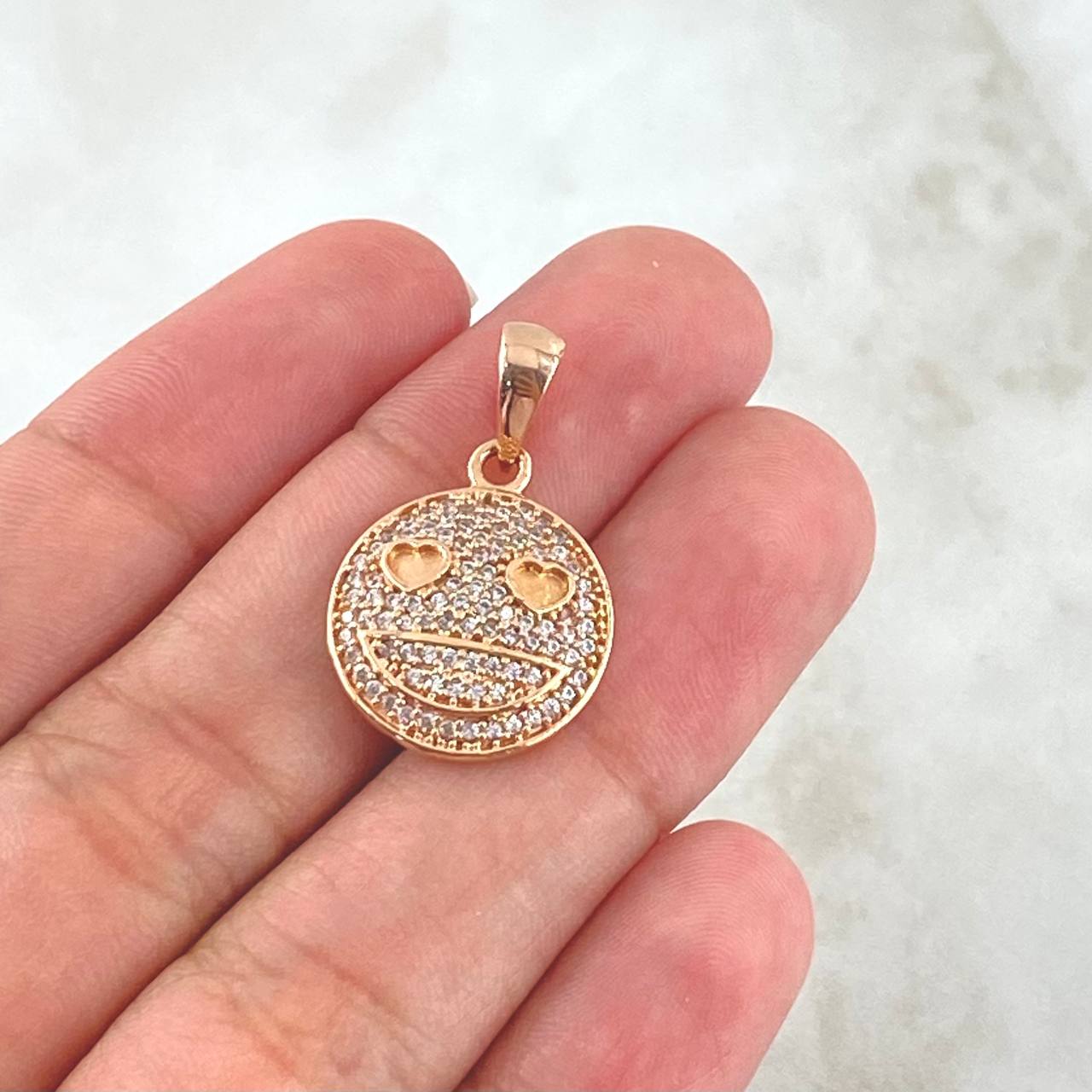 Pendant Emoji Hearts 2.65gr / 2.6cm / White Zircons 18K Rose Gold