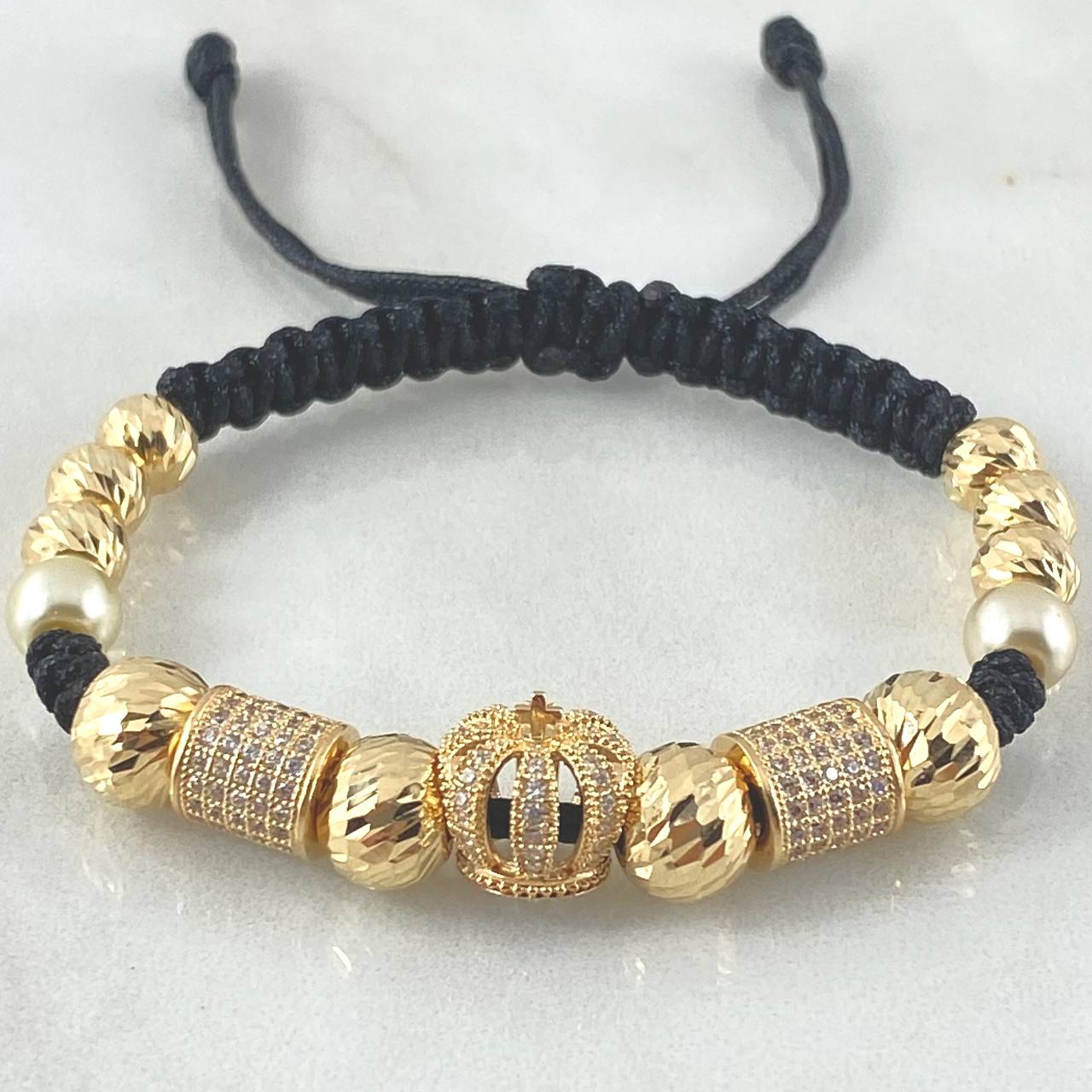 Black Bracelet Charm Crown 10.4gr / 18K Gold ©
