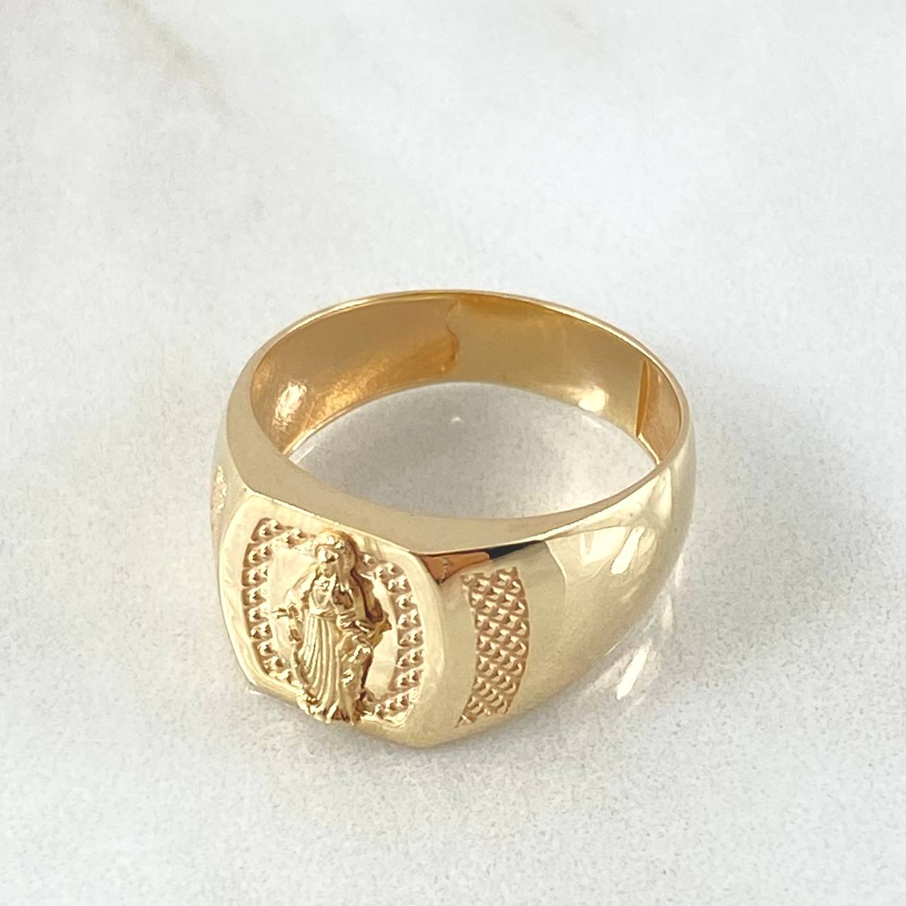 Anillo Virgen Milagrosa Punteado 3.55gr / T7 1/4 / Oro Amarillo 18K