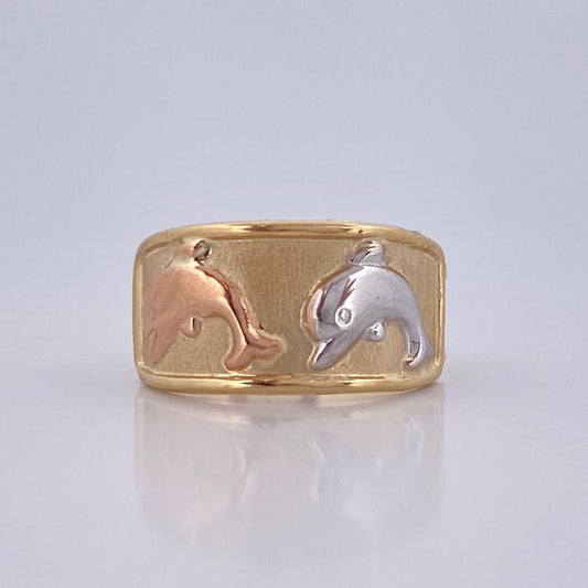 Dolphin Ring 1.65g / Size 5 3/4 Three Golds 18K