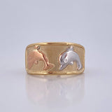 Dolphin Ring 1.65g / Size 5 3/4 Three Golds 18K