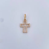 Pendant Cross Silhouette 0.9gr / 2cm / White Zircons 18K Yellow Gold &
