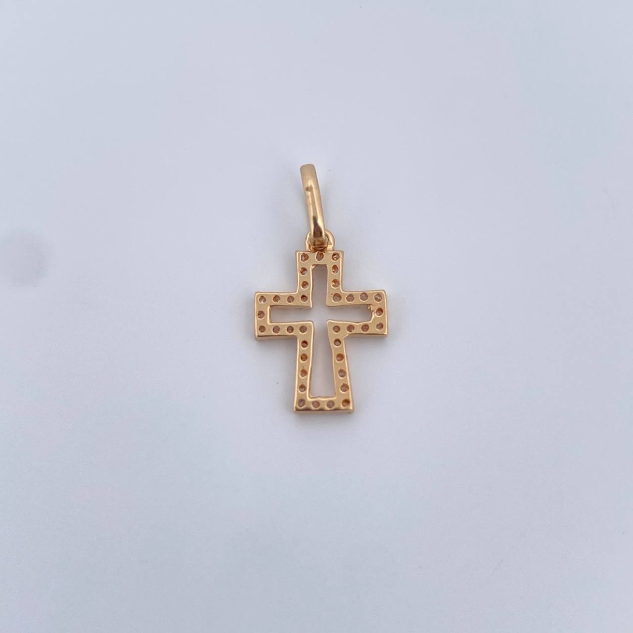 Pendant Cross Silhouette 0.9gr / 2cm / White Zircons 18K Yellow Gold &