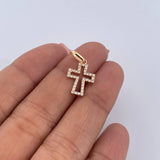 Pendant Cross Silhouette 0.9gr / 2cm / White Zircons 18K Yellow Gold &