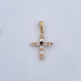 Dije Cruz Gotica 1.6gr / 2.9cm / Circones Blancos Negro Oro Amarillo 18K &