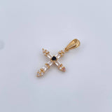 Dije Cruz Gotica 1.6gr / 2.9cm / Circones Blancos Negro Oro Amarillo 18K &