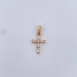 Dije Cruz 0.95gr / 2cm / Circones Blancos Oro Amarillo 18K &