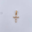 Dije Cruz 0.9gr / 2.1cm / Circones Blancos Oro Amarillo 18K &