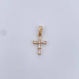 Dije Cruz 0.9gr / 2.1cm / Circones Blancos Oro Amarillo 18K &