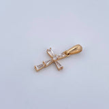 Dije Cruz 0.9gr / 2.1cm / Circones Blancos Oro Amarillo 18K &