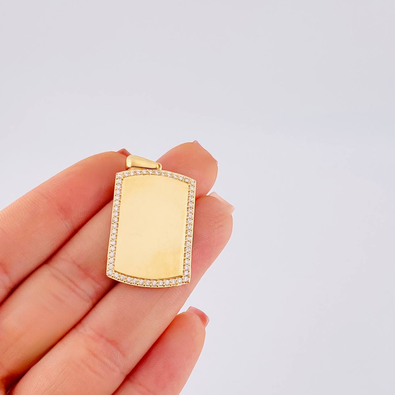 Dije Placa Rectangular Ovalada 6.45g / 1 3/4 in Oro Amarillo 18K