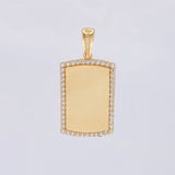 Pendant Oval Rectangular Plate 3.6 g / 1 1/4 in 18K Yellow Gold