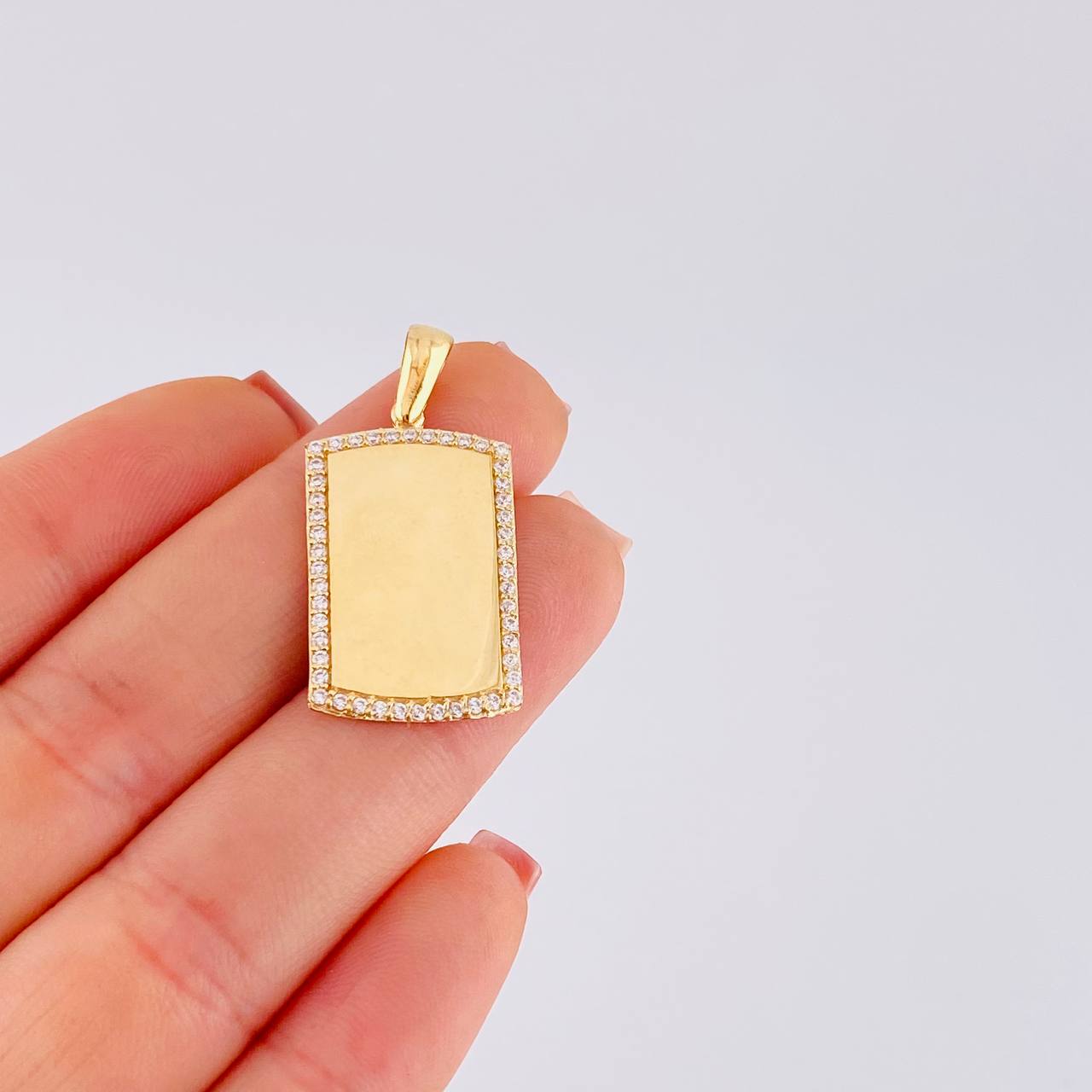 Dije Placa rectangular Ovalada 3.9g / 1 1/4 in Oro Amarillo 18K