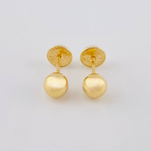 Plain Bead Stud Earrings 0.65 g / in / 6 mm Yellow Gold 18K