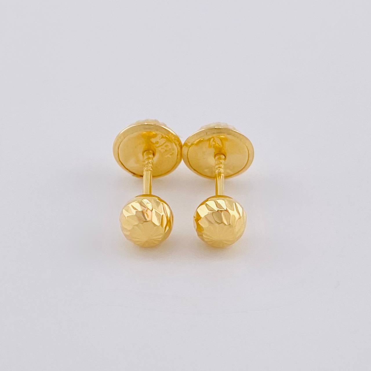 Diamond Cut Bead Stud Earrings 0.6 g / in / 5 mm Yellow Gold 18K