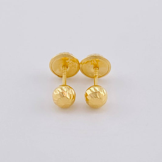 Diamond Cut Bead Stud Earrings 0.6 g / in / 5 mm Yellow Gold 18K