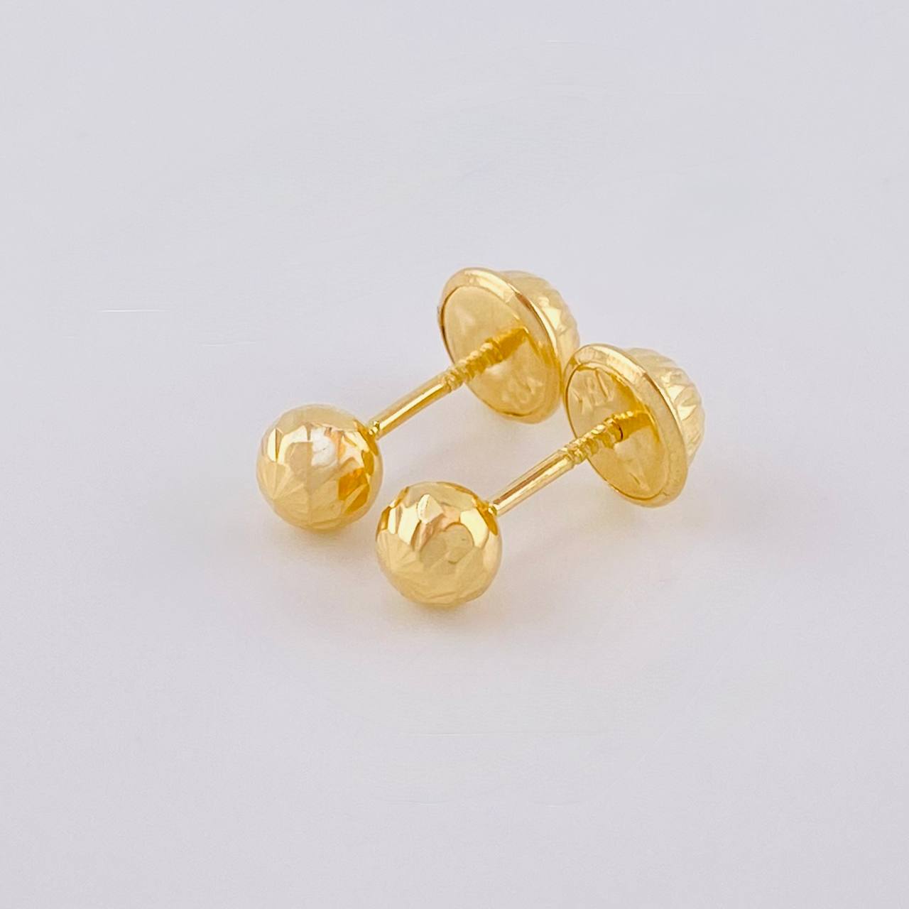 Diamond Cut Bead Stud Earrings 0.6 g / in / 5 mm Yellow Gold 18K