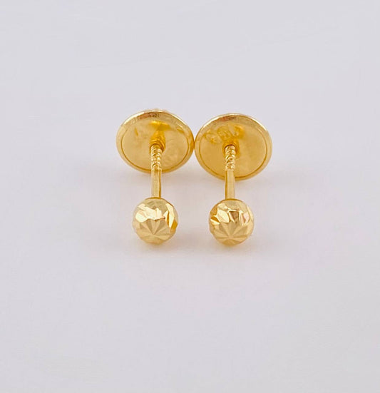 Diamond Cut Bead Stud Earrings 0.55 g / in / 5 mm 18K Yellow Gold