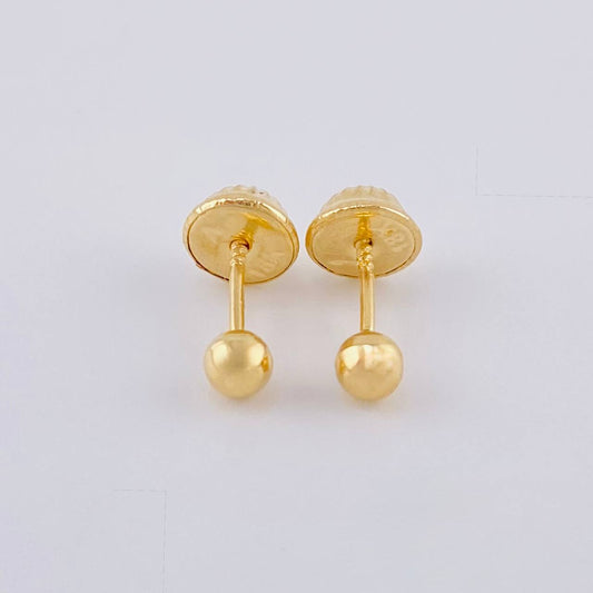 Plain Bead Stud Earrings 0.45 g / in / 4 mm Yellow Gold 18K