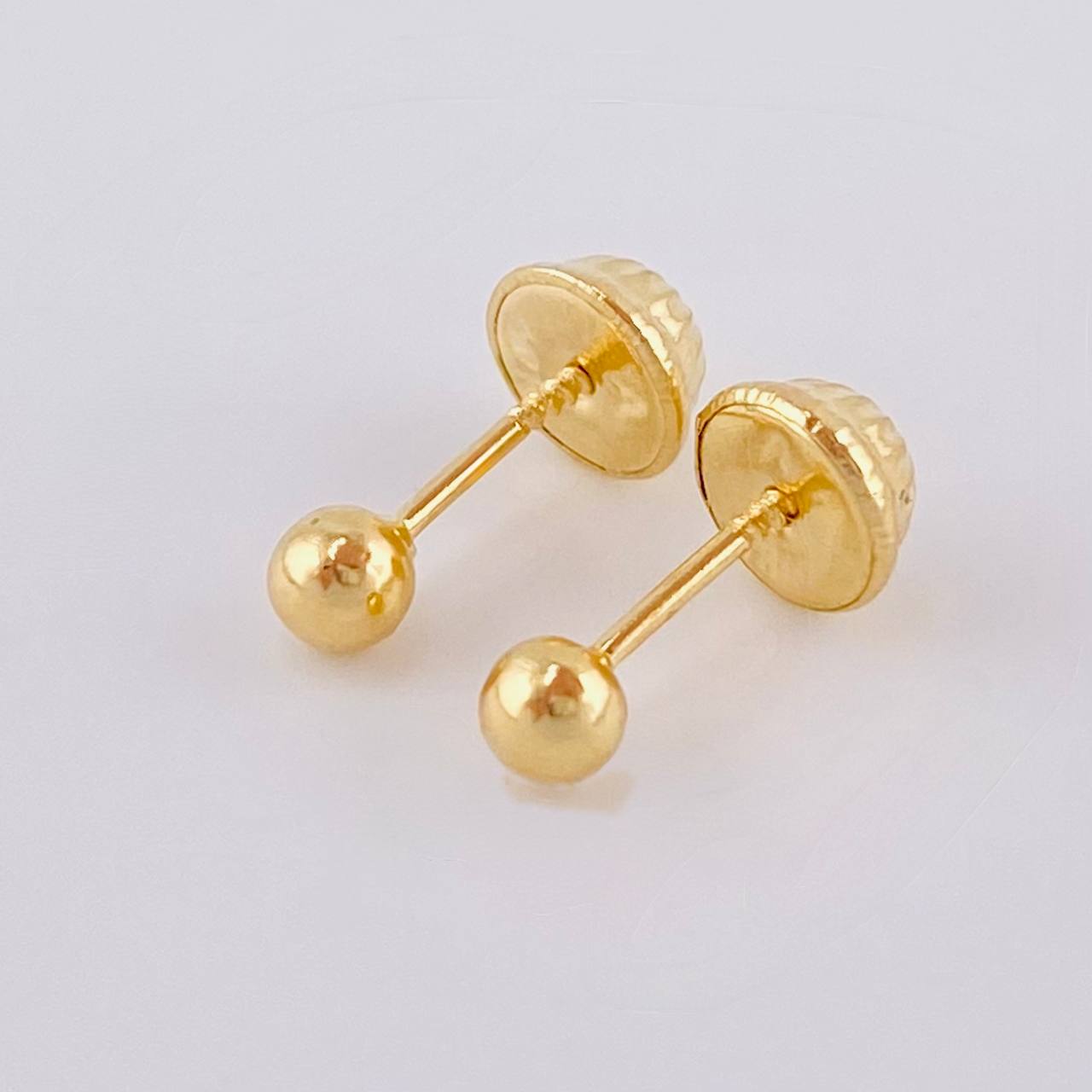 Plain Bead Stud Earrings 0.4 g / in / 3 mm Yellow Gold 18K