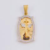 Dije Placa San Miguel Arcangel 5 g / 1 1/2 in Dos Oros Amarillo Blanco 18K