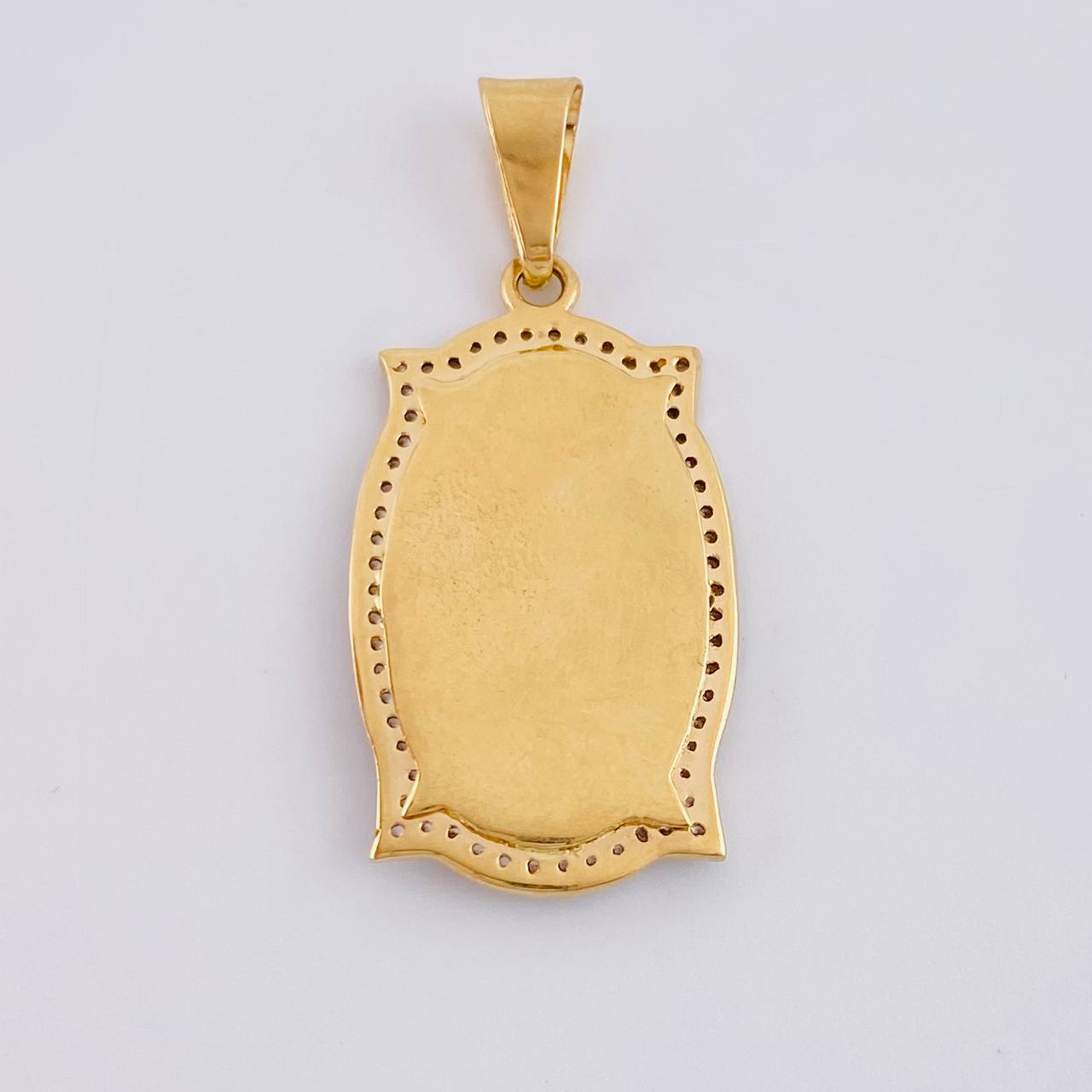 Dije Placa San Miguel Arcangel 5 g / 1 1/2 in Dos Oros Amarillo Blanco 18K