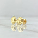 Topos Sol 0.75gr / 8mm Texturizado Oro Amarillo 18K