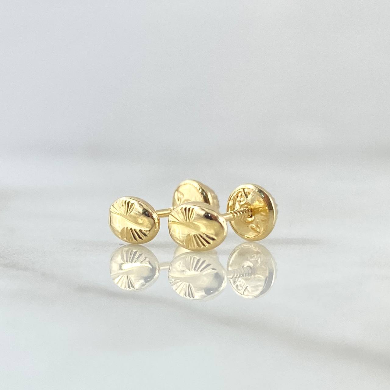 Topos Grano de Café 0.6gr / 6.5mm Diamantados Oro Amarillo 18K