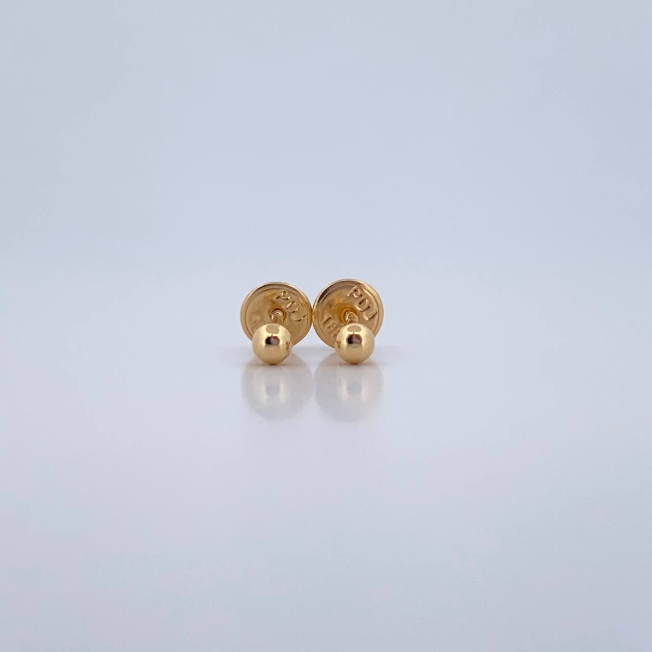 Stud Earrings Bead 0.35gr / 3mm Polished 18K Yellow Gold $