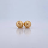 Stud Earrings Bead 0.8gr / 7mm Diamond Cut 18K Yellow Gold &