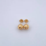 Stud Earrings Bead 0.8gr / 7mm Diamond Cut 18K Yellow Gold &