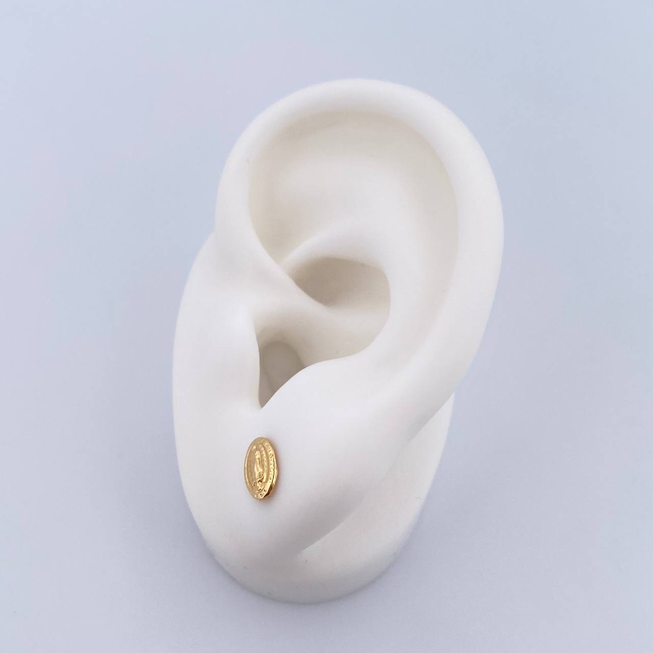 Stud Earrings Virgin Guadalupe 0.5gr / 18K Yellow Gold $
