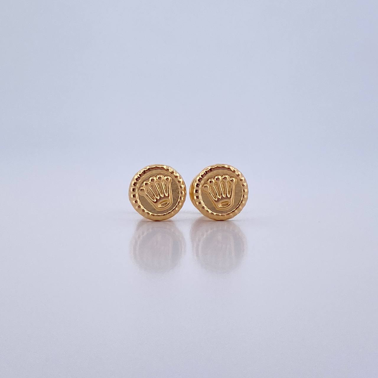 Stud Earrings Sello Corona RX 0.6gr / Yellow Gold 18K $